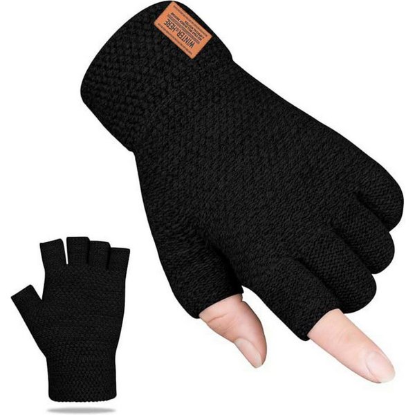 Coonoor Strickhandschuhe fingerlose Winterhandschuhe Halbfinger Rippstrick Damen Herren