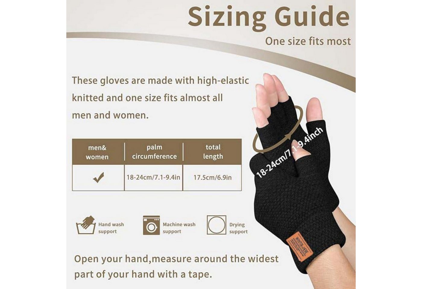 Coonoor Strickhandschuhe fingerlose Winterhandschuhe Halbfinger Rippstrick Damen Herren – Bild 3 von 5