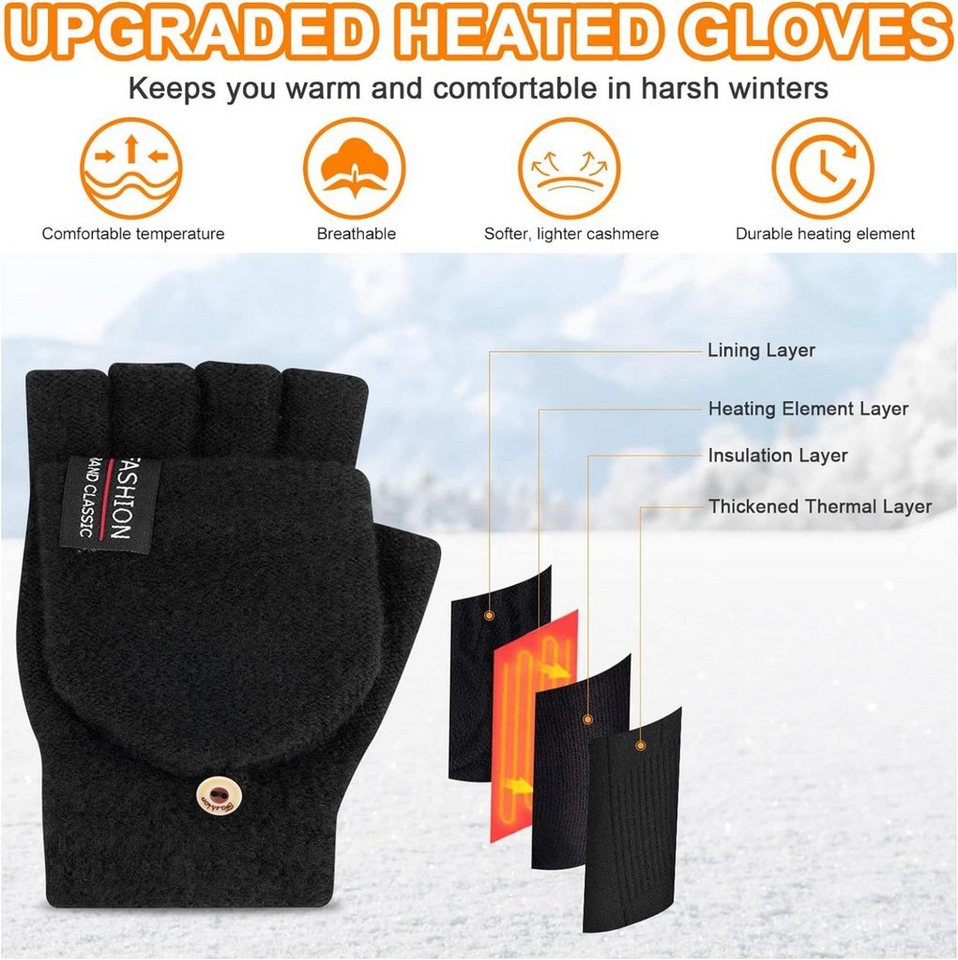 Coonoor Strickhandschuhe USB Beheizte Handschuhe, Waschbares Heizung Stricken – Bild 2 von 5