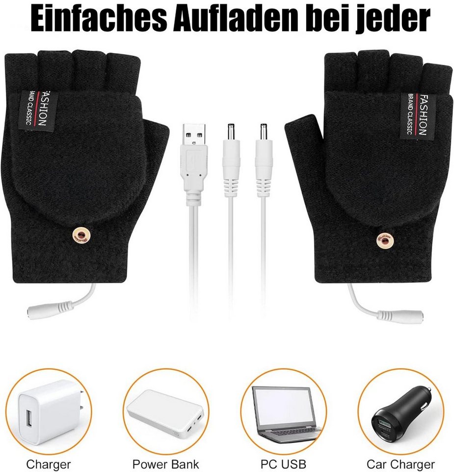 Coonoor Strickhandschuhe USB Beheizte Handschuhe, Waschbares Heizung Stricken – Bild 3 von 5