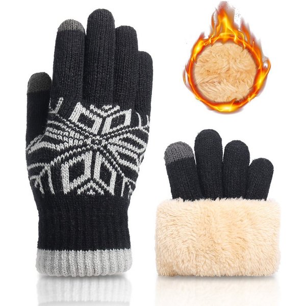 Coonoor Strickhandschuhe Winterhandschuhe Doppellagige Touchscreen Warm Handschuhe Weihnachten Warme Handschuhe
