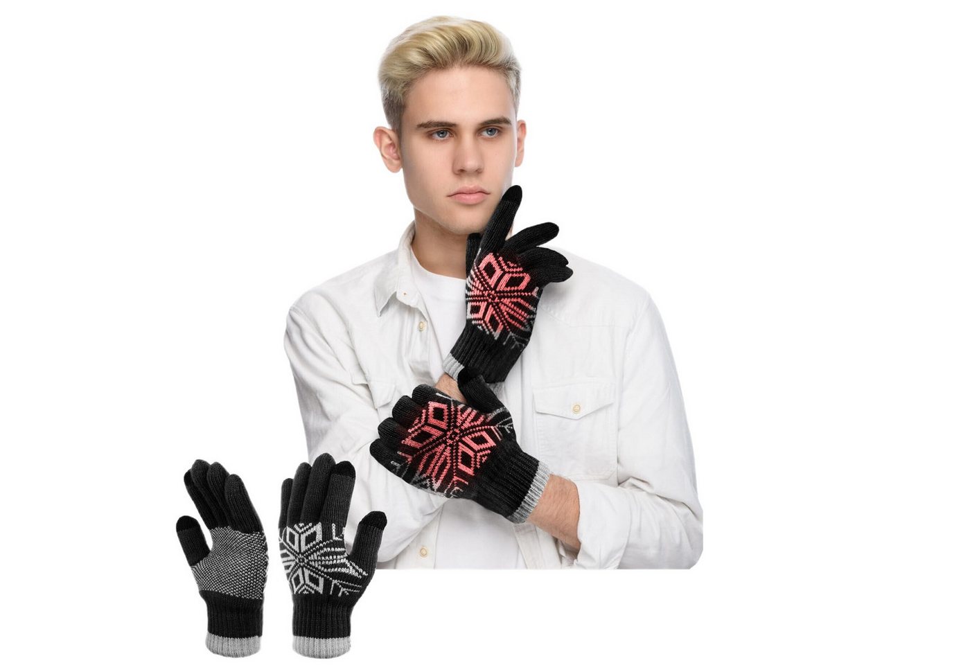 Coonoor Strickhandschuhe Winterhandschuhe Doppellagige Touchscreen Warm Handschuhe Weihnachten Warme Handschuhe – Bild 2 von 5