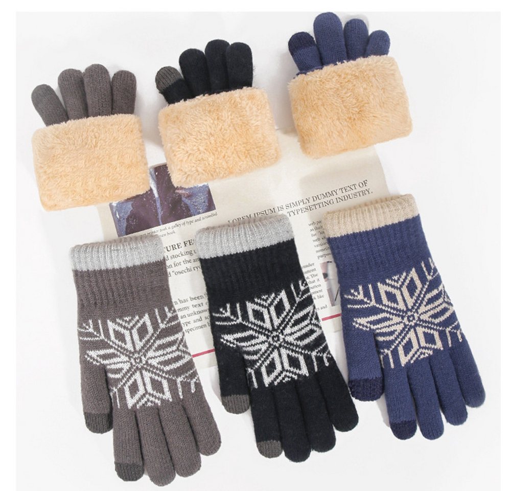 Coonoor Strickhandschuhe Winterhandschuhe Doppellagige Touchscreen Warm Handschuhe Weihnachten Warme Handschuhe – Bild 3 von 5