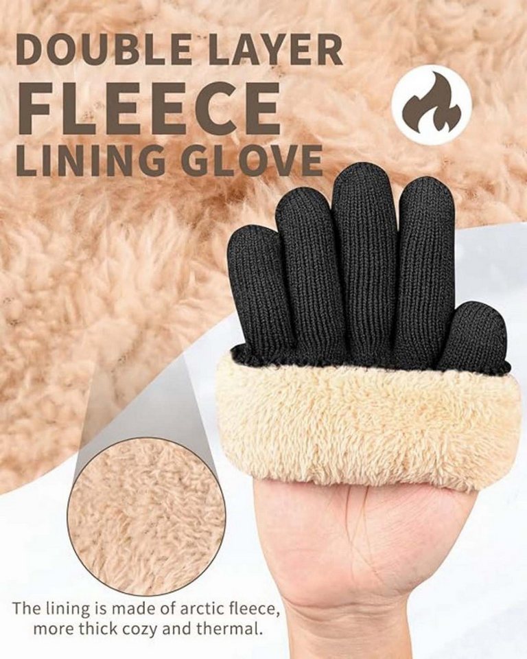 Coonoor Strickhandschuhe Winterhandschuhe mit Fleecefutter, Touchscreen Warme Gedehnt – Bild 2 von 5