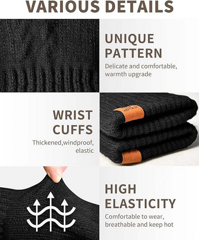 Coonoor Strickhandschuhe Winterhandschuhe mit Fleecefutter, Touchscreen Warme Gedehnt – Bild 3 von 5