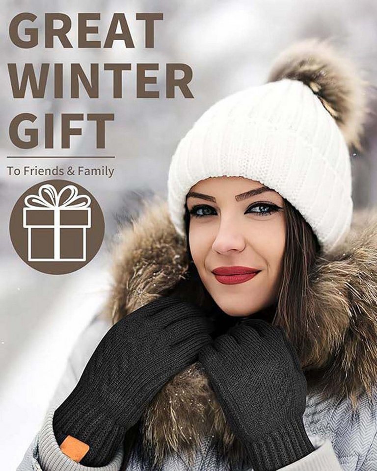 Coonoor Strickhandschuhe Winterhandschuhe mit Fleecefutter, Touchscreen Warme Gedehnt – Bild 5 von 5