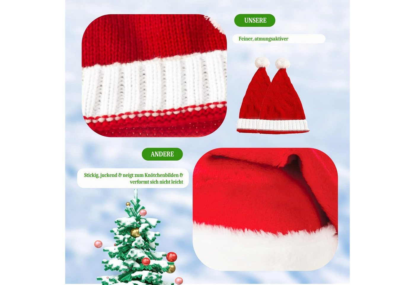 Coonoor Strickmütze warme Strickmützen, 2 Stück Weihnachtsmützen, (2-St) gestrickte Weihnachtsmützen für Eltern und Kinder – Bild 4 von 5