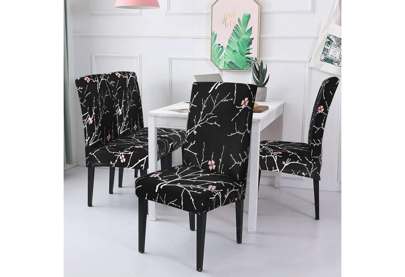 Coonoor Stuhlhusse Stretch Stuhlhussen Set,Elastischer Jacquard-Esszimmerstuhlbezug – Bild 2 von 5