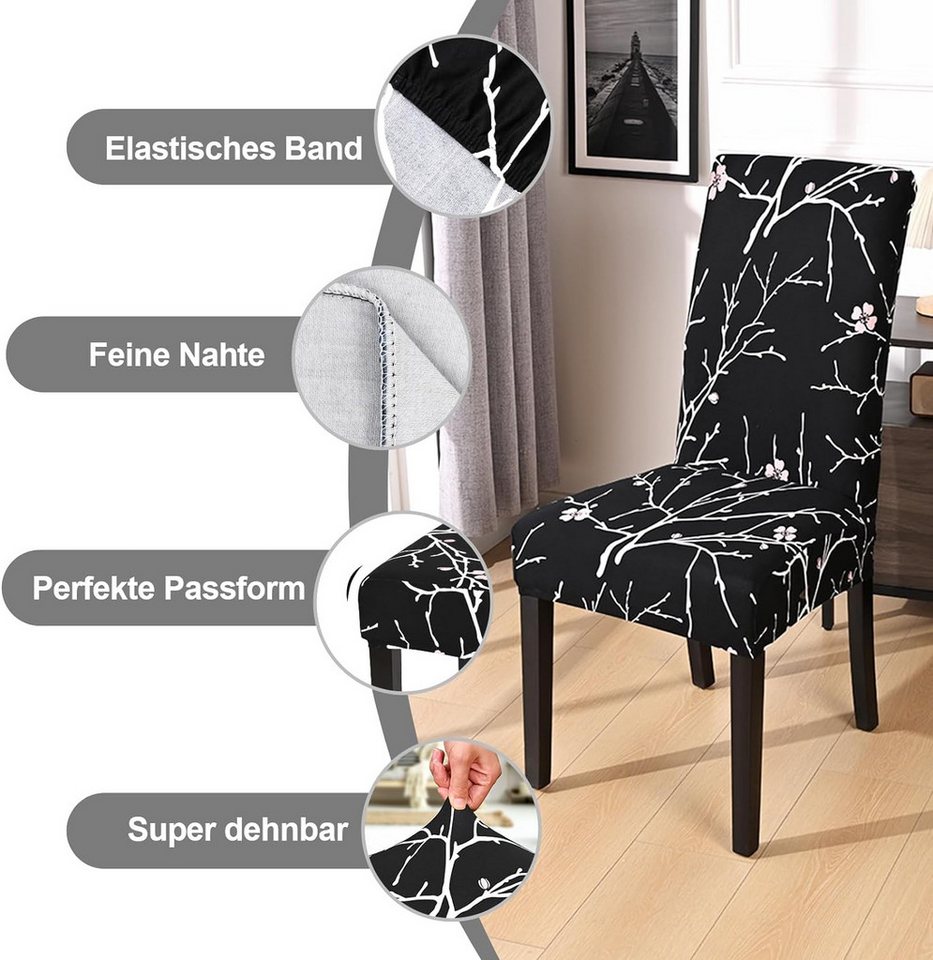 Coonoor Stuhlhusse Stretch Stuhlhussen Set,Elastischer Jacquard-Esszimmerstuhlbezug – Bild 3 von 5