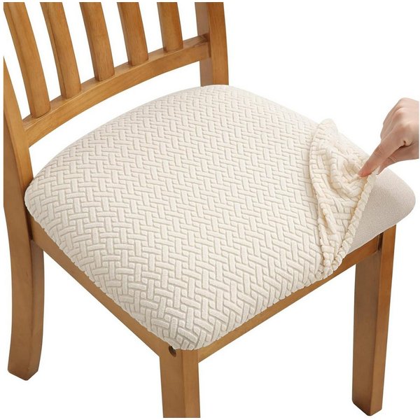 Coonoor Stuhlhusse Stuhlbezug Sitzfläche 4er Set, Stretch Bezug für Stühle Sitzbezüge, für Esszimmerstühle Abwaschbar Schonbezug Stuhl Hussen für Stühle