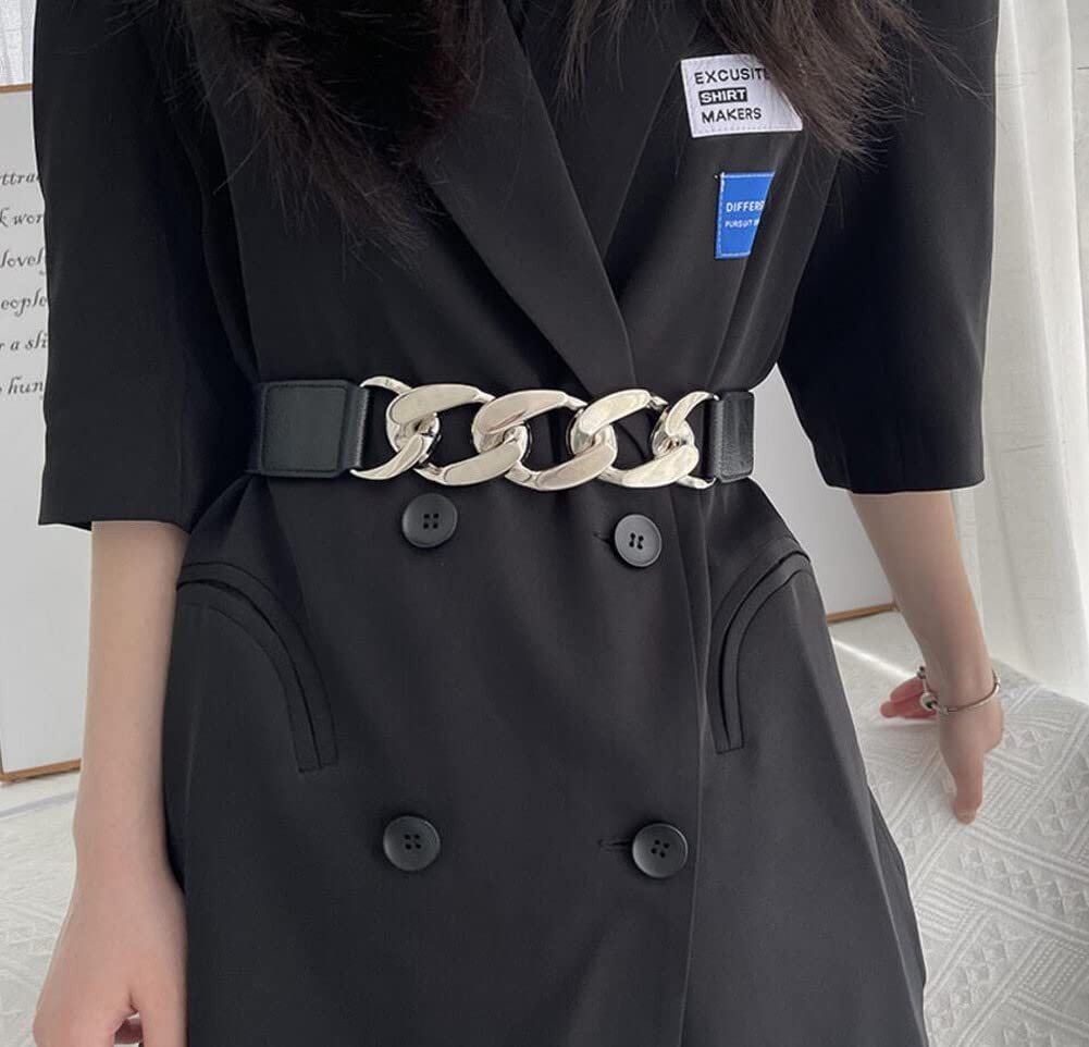 Coonoor Taillengürtel Damen Breiter elastischer Gürtel für Kleider Breiter Retro Stretch Taille Gürtel mit Schnalle – Bild 5 von 5