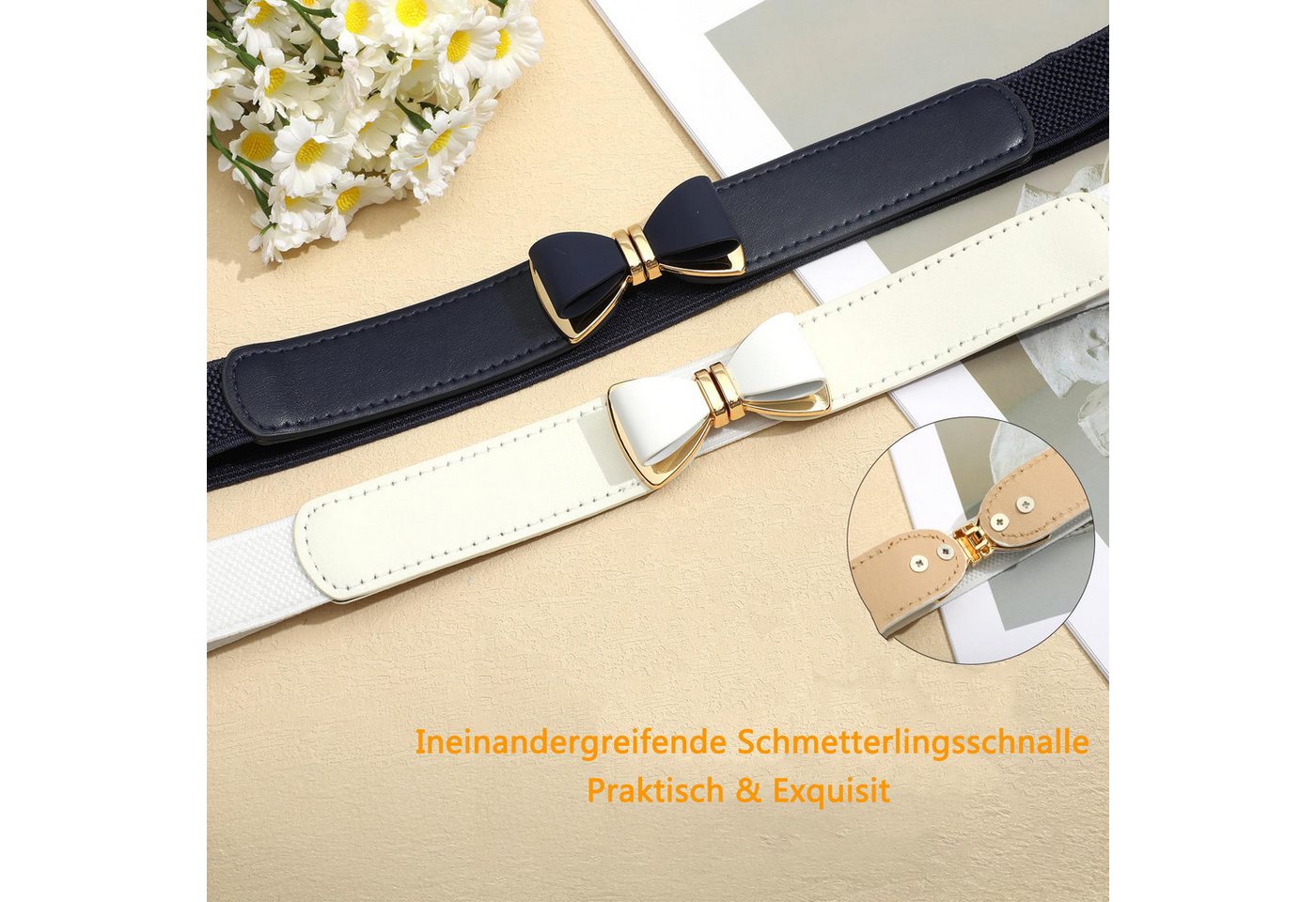 Coonoor Taillengürtel Einfarbiges Klassisches Elastischer Gürtel mit Schleifenschnalle Geeignet Für Kleiderdekoration, Kleid,Jeans – Bild 4 von 5