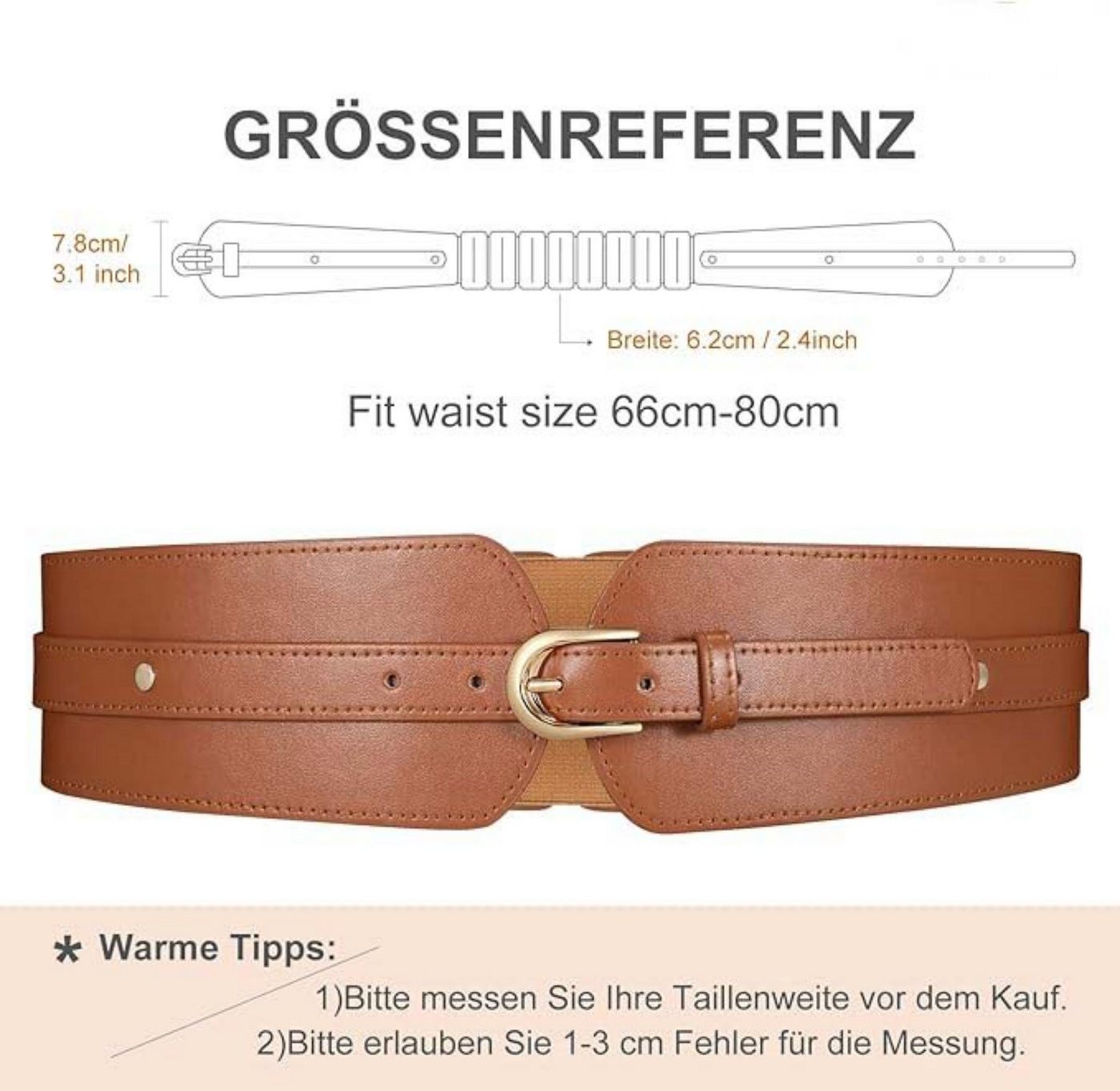Coonoor Taillengürtel ElastischerHüft-Gürtel, für alle Gelegenheiten (Taillenumfang 70-83cm) – Bild 2 von 5