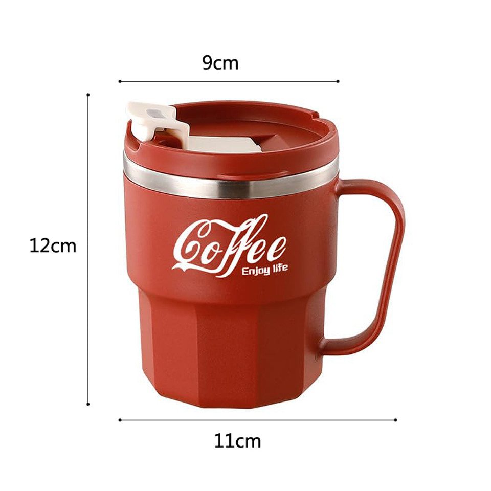 Coonoor Thermobecher Isolierbecher 400ml Kaffeebecher, Edelstahl, Kunststoff, 100% dicht, Travel Mug für Kaffee, Wasser, Tee – Bild 2 von 5