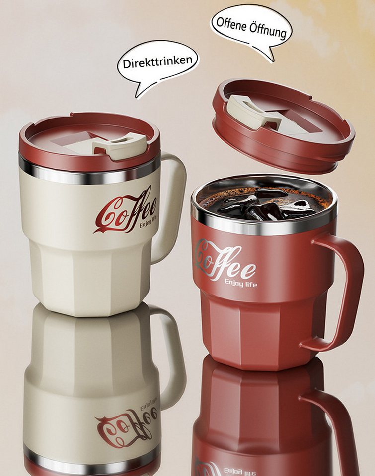 Coonoor Thermobecher Isolierbecher 400ml Kaffeebecher, Edelstahl, Kunststoff, 100% dicht, Travel Mug für Kaffee, Wasser, Tee – Bild 3 von 5