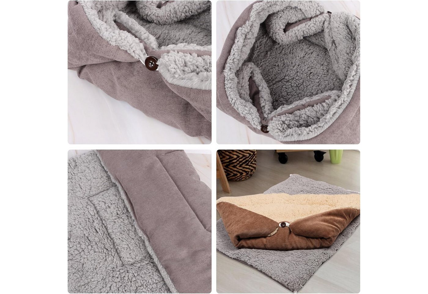 Coonoor Tierbett Katzenbett Matte, 3 in 1 Katzenkissen,Waschbar Katzenbett Flauschig, für Katze und Hunde – Bild 4 von 5
