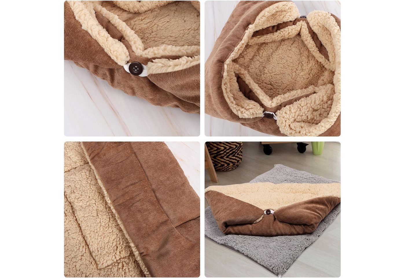 Coonoor Tierbett Katzenbett Matte, 3 in 1 Katzenkissen,Waschbar Katzenbett Flauschig, für Katze und Hunde – Bild 4 von 5