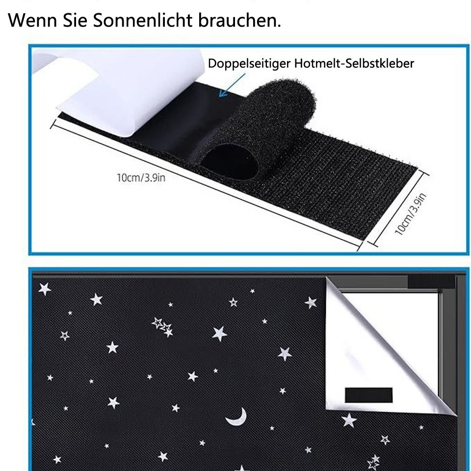 Verdunklungsrollo Fenster Verdunklungsstoff, Dachfenster Verdunkelung Sonnenschutz, Coonoor, Tragbare Reise Verdunkelungsrollo ohne Bohren, Verdunkelnd – Bild 3 von 5