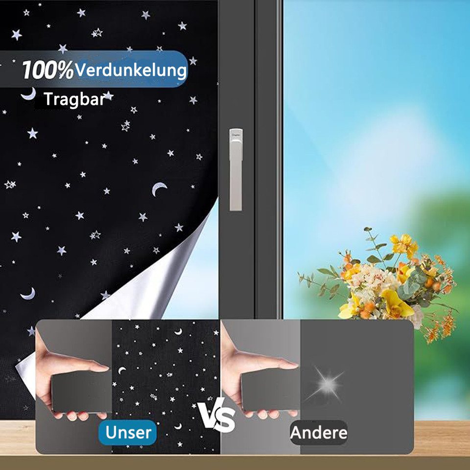 Verdunklungsrollo Fenster Verdunklungsstoff, Dachfenster Verdunkelung Sonnenschutz, Coonoor, Tragbare Reise Verdunkelungsrollo ohne Bohren, Verdunkelnd – Bild 5 von 5
