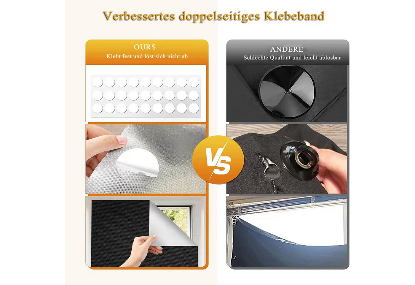 Verdunklungsrollo Hitzeschutz, Verdunkelnd, Ohne Bohren, 100% verdunkelnd, Coonoor, Ohne Bohren – Bild 5 von 5
