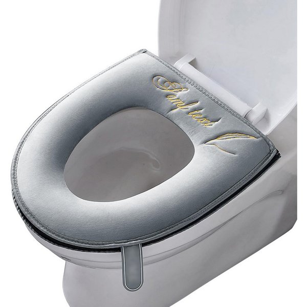 Coonoor WC-Deckelbezug weiche WC-Sitzbezüge mit Griff, Toilettendeckelbezug, Kissen, weich, dicker, waschbar, passend für alle ovalen WC-Sitze