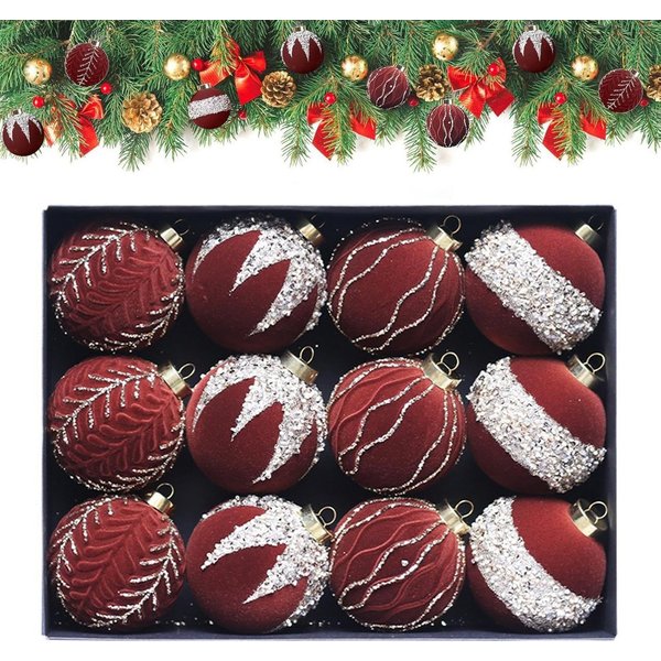 Coonoor Weihnachtsbaumkugel 12 Stück Christbaumkugeln, 8cm Weihnachtskugel, Christbaumschmuck, Weihnachtsbaumschmuck,deko Weihnachten