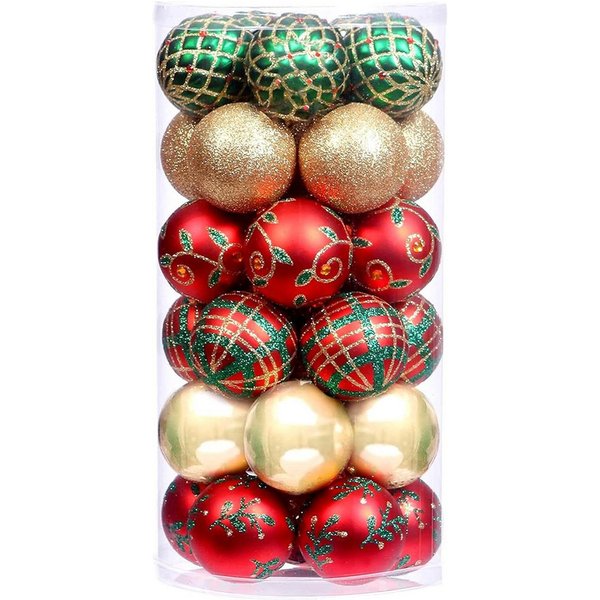 Coonoor Weihnachtsbaumkugel 30ct/ 60mm Weihnachtskugeln Ornamente, bruchsichere