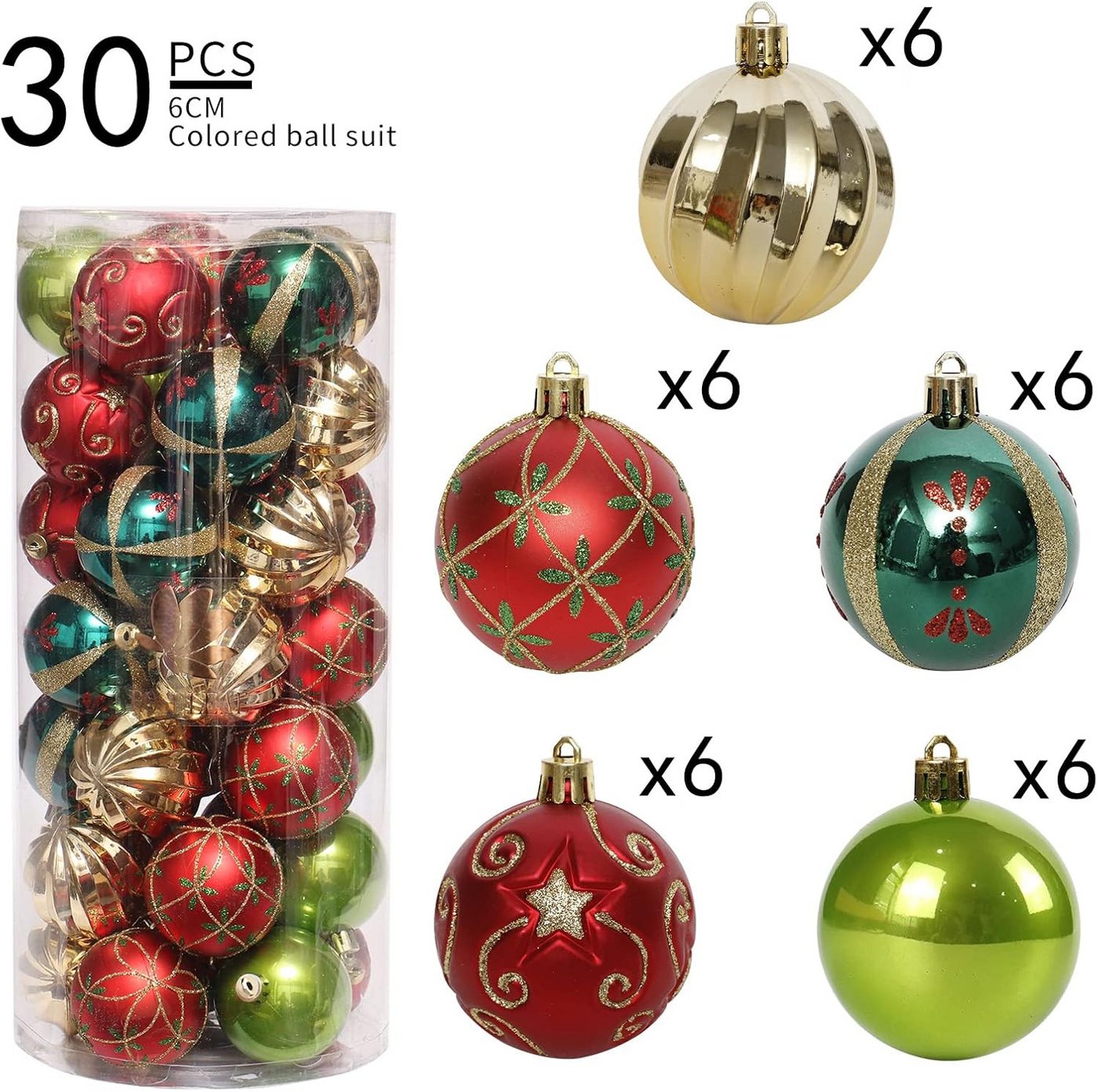 Coonoor Weihnachtsbaumkugel 30ct/ 60mm Weihnachtskugeln Ornamente, bruchsichere – Bild 2 von 5