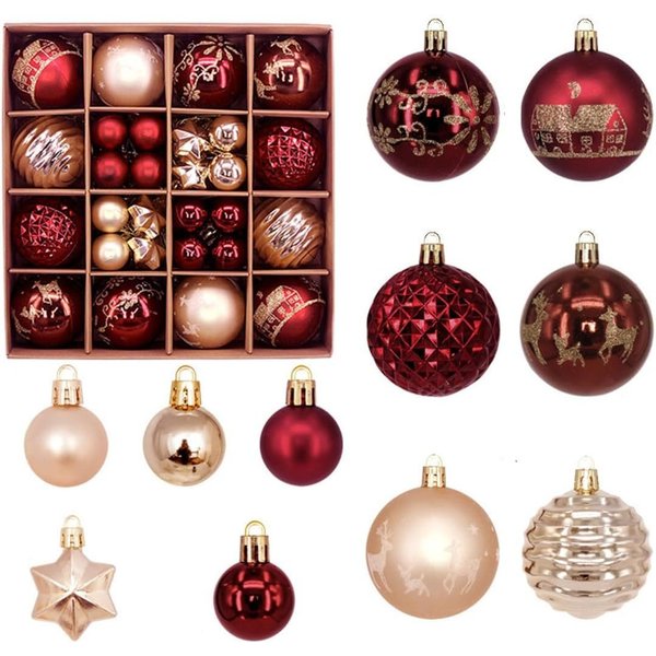Coonoor Weihnachtsbaumkugel 40-46 Stück Weihnachtsbaumkugeln, Weihnachtsbaumhängeschmuck, (44 St), für Weihnachtsbaumdekoration