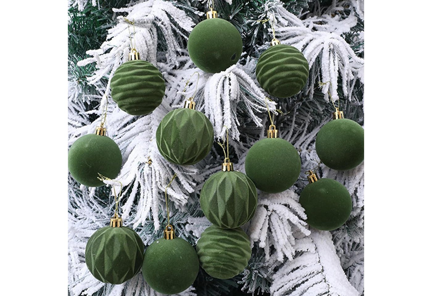 Coonoor Weihnachtsbaumkugel 48er Set Samt-Weihnachtskugeln, Kunststoff-Weihnachtskugeln in 4/6/8 cm Größen – Bild 2 von 5