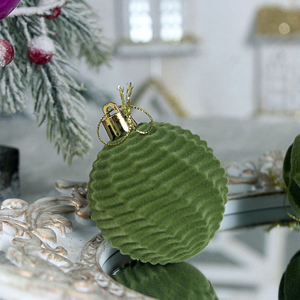 Coonoor Weihnachtsbaumkugel 48er Set Samt-Weihnachtskugeln, Kunststoff-Weihnachtskugeln in 4/6/8 cm Größen – Bild 3 von 5