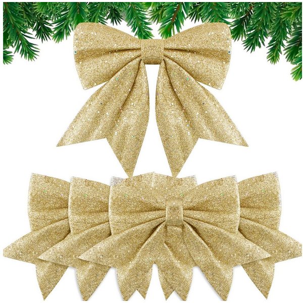 Coonoor Weihnachtsbaumschleife Weihnachtsbaum Schleifen Set, Weihnachtsdekorations Schleifen (5-tlg), Weihnachtliche Schleifen-Dekorationsanhänger