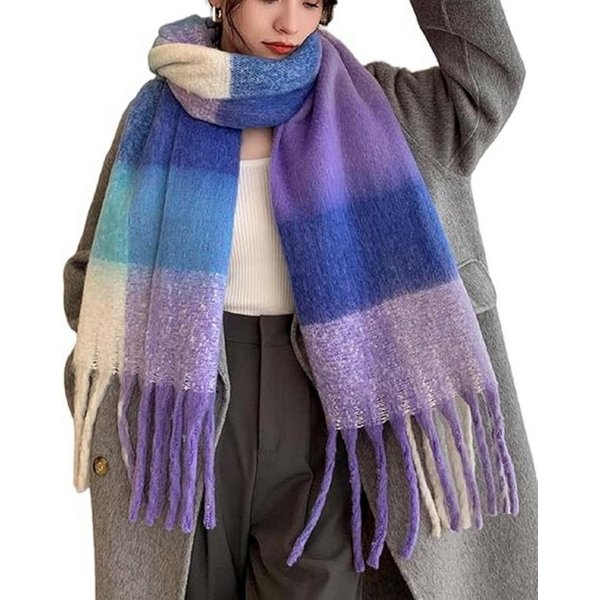 Coonoor Wollschal Damen Schal,kuschelweich Karo,Winter Schal Poncho Qualität mit Fransen