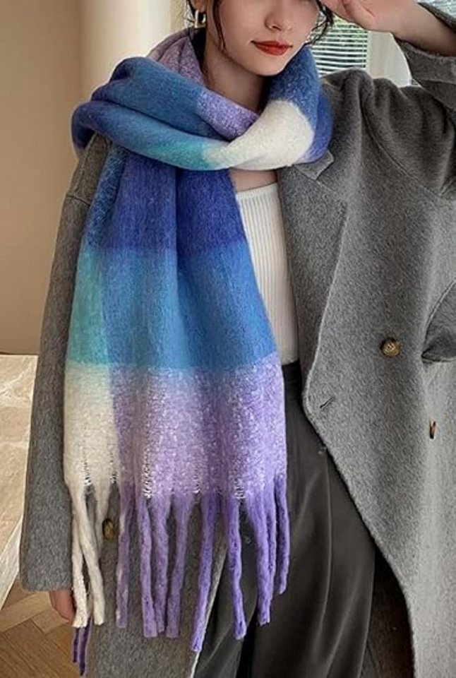 Coonoor Wollschal Damen Schal,kuschelweich Karo,Winter Schal Poncho Qualität mit Fransen – Bild 5 von 5