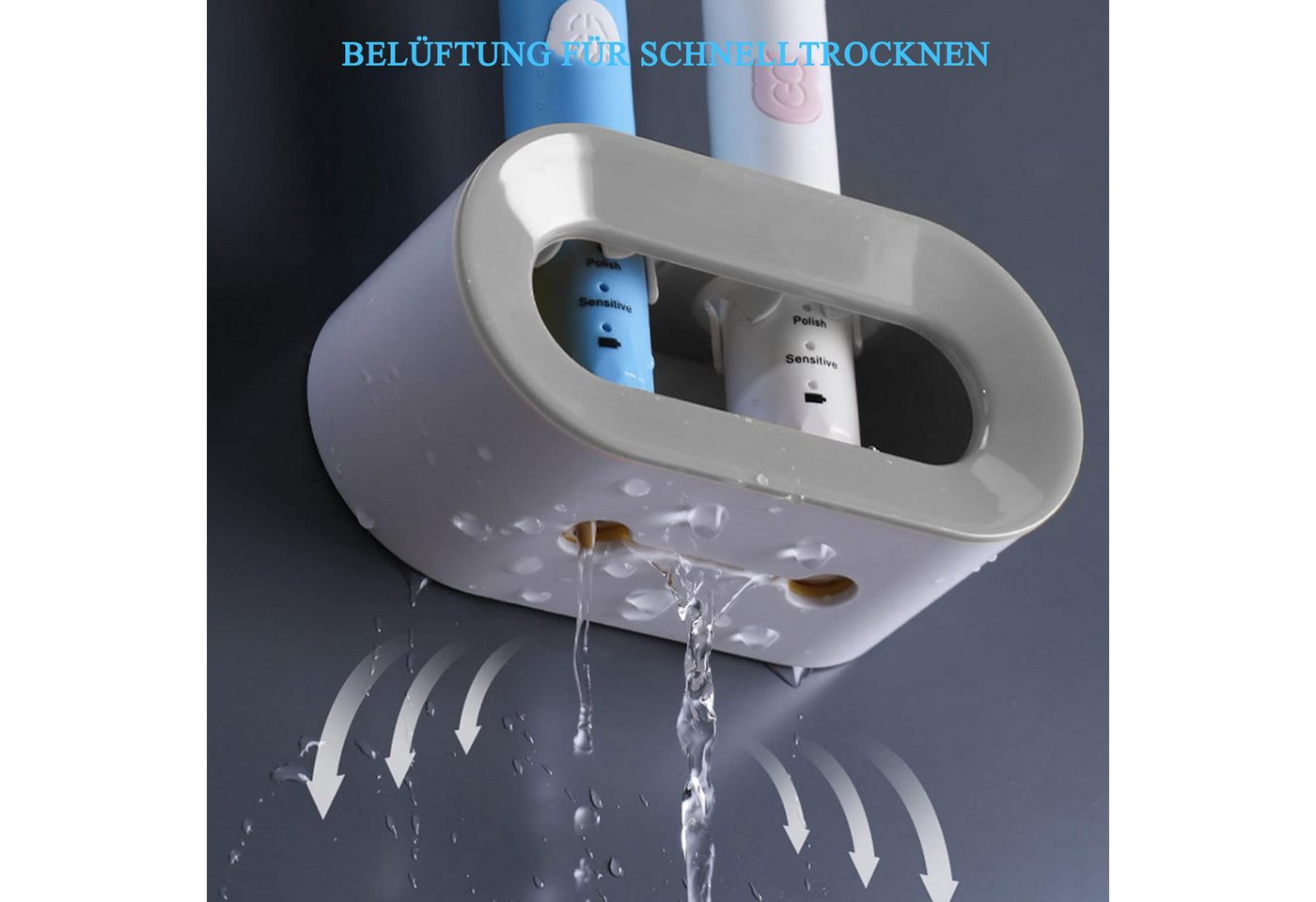 Coonoor Zahnbürstenhalter Universal Zahnbürstenhalter,2PCS Elektrische Zahnbürstenhalter, (2-St), Wandmontage mit Ablaufloch, Ohne Bohren, für Badezimmer – Bild 4 von 5