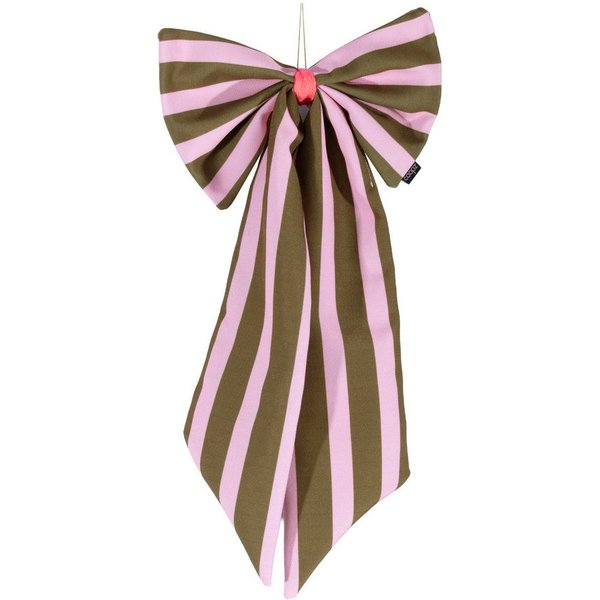 coopz Weihnachtsbaumschleife Schleife Canvas olive/rosa breit gestreift