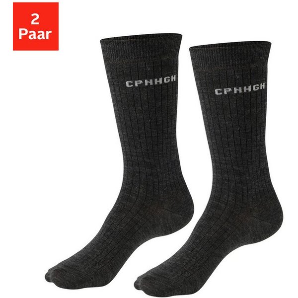 Copenhagen Studios Basicsocken (Packung, 2-Paar) gerippt, mit wärmender Wolle