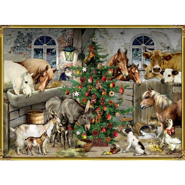 COPPENRATH DIE SPIEGELBURG Adventskalender Nostalgische Weihnachten bei den Tieren im Stall - Wandkalender