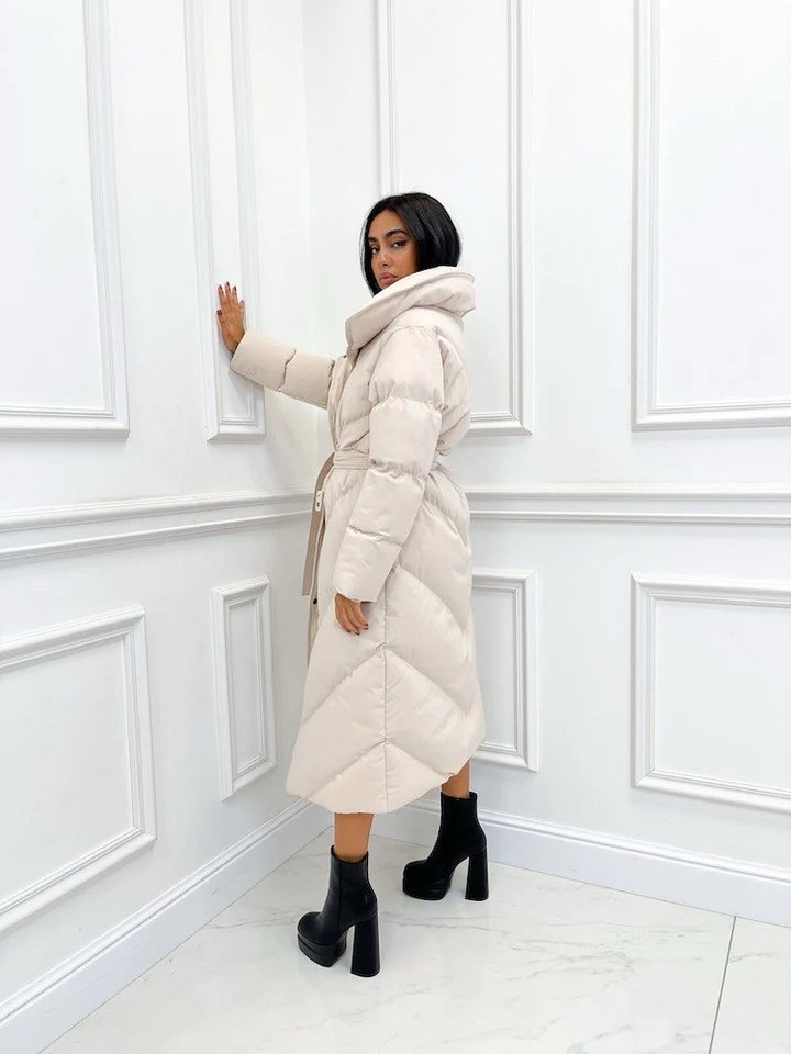 Copperose Winterjacke Winterjacke Oversize Winterparka Steppmantel Parka mit Gürtel mit Reißverschluss – Bild 2 von 2