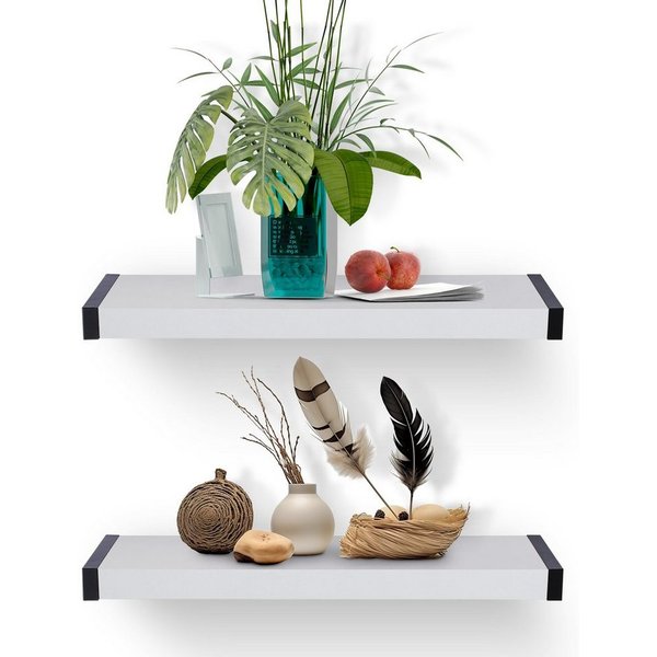 Coradoma Deko-Wandregal 2er Set Echtholz Buche freischwebend Schweberegal Hängeregal 61x15cm, für Bilderrahmen, Fotorahmen, Bücher, Deko