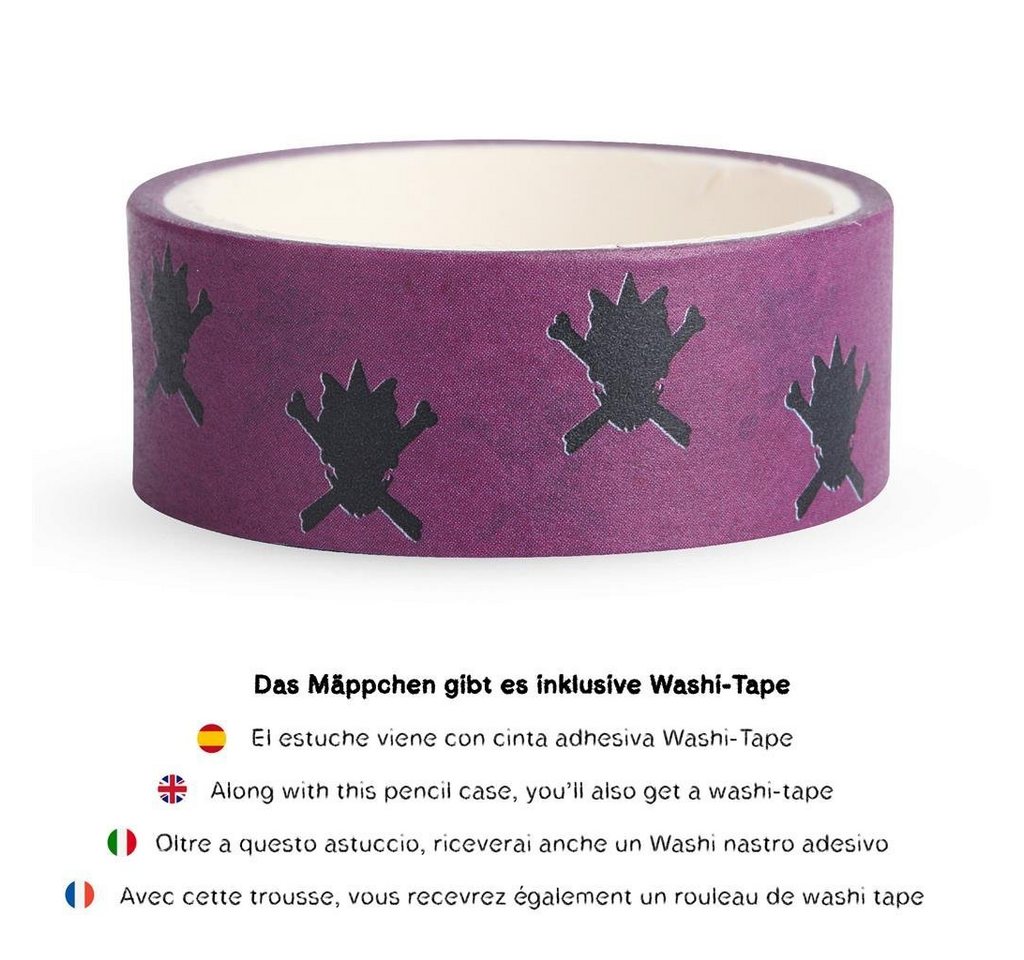 Corimori Federmäppchen Plüsch Etui, süße Designs als Drache & Einhorn, Ruby das Punk-Einhorn (anthrazit/lila) - Schule, Schultüte, Washi Tape – Bild 5 von 5