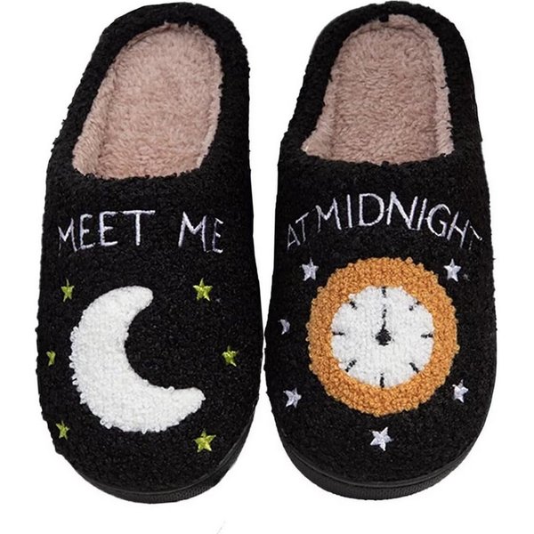 Corimori mit netten Motiven, Gr. 34-44, Antirutsch & bequem Plüsch Hausschuhe (Packung, Geschenk) Mond und Uhr Pantoffeln für Kinder und Erwachsene, EU Größe 34