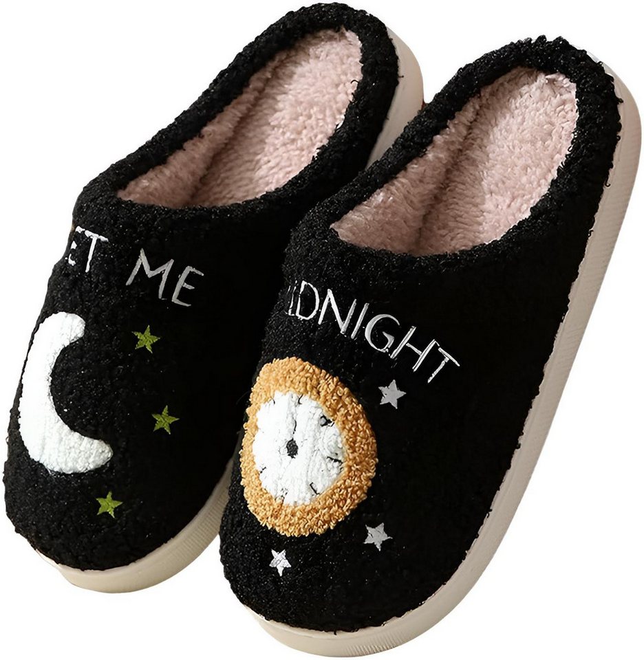 Corimori mit netten Motiven, Gr. 34-44, Antirutsch & bequem Plüsch Hausschuhe (Packung, Geschenk) Mond und Uhr Pantoffeln für Kinder und Erwachsene, EU Größe 34 – Bild 2 von 3