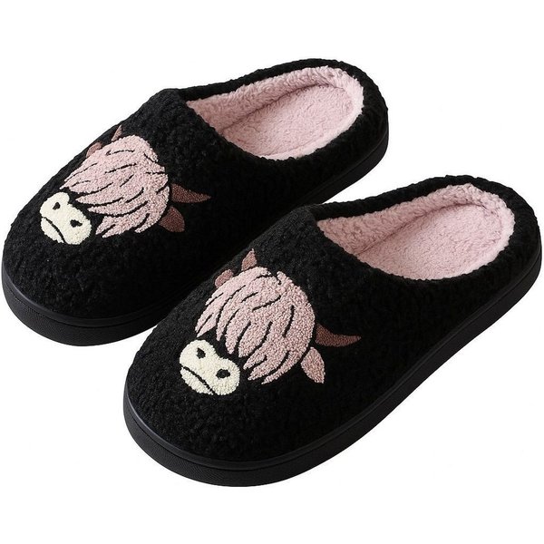 Corimori mit netten Motiven, Gr. 34-44, Antirutsch & bequem Plüsch Hausschuhe (Packung, Geschenk) Highland Cow Pantoffeln für Kinder und Erwachsene, EU Größe 36