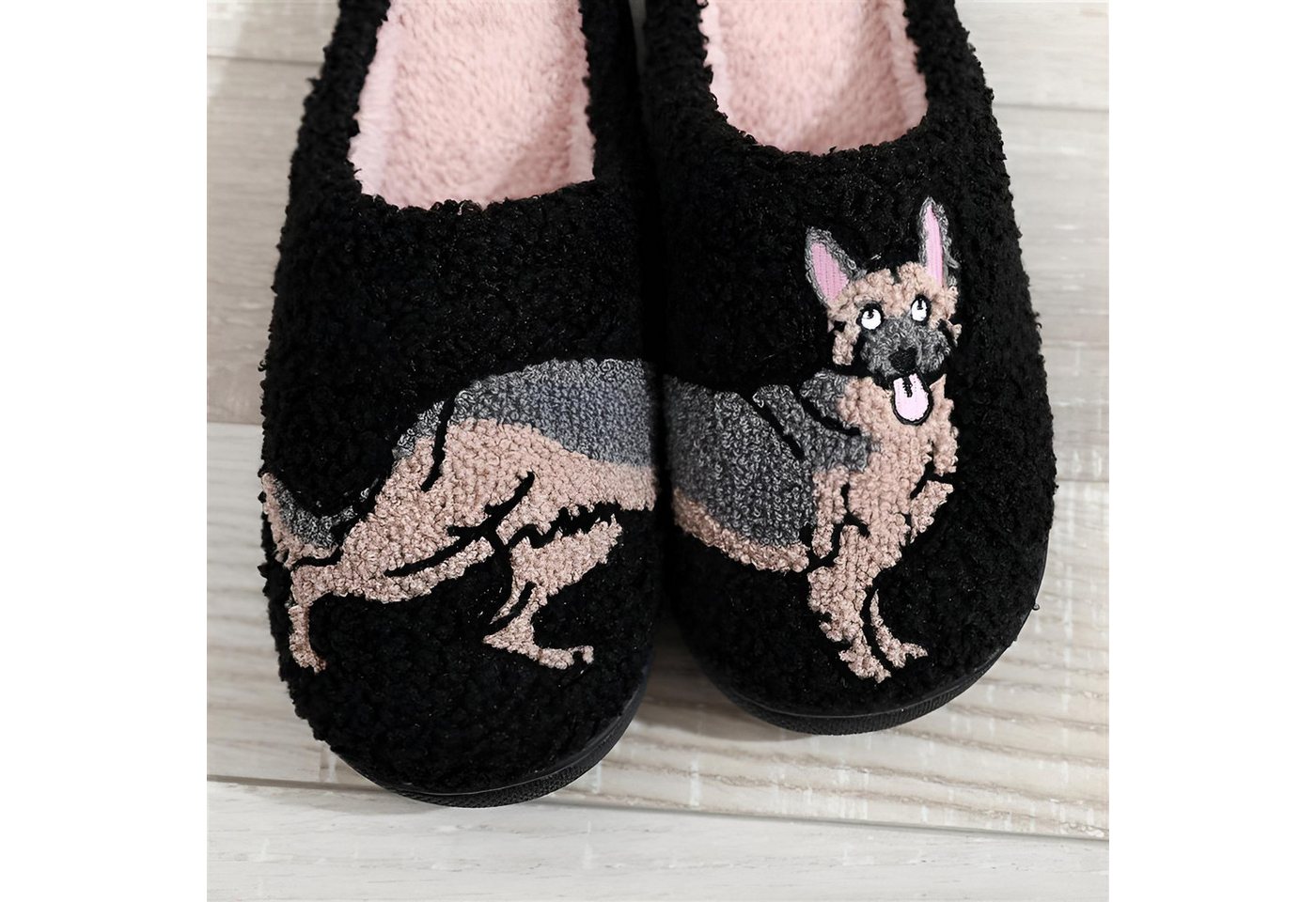 Corimori mit netten Motiven, Gr. 34-44, Antirutsch & bequem Plüsch Hausschuhe (Packung, Geschenk) Schäferhund Pantoffeln für Kinder und Erwachsene, EU Größe 34- – Bild 3 von 3