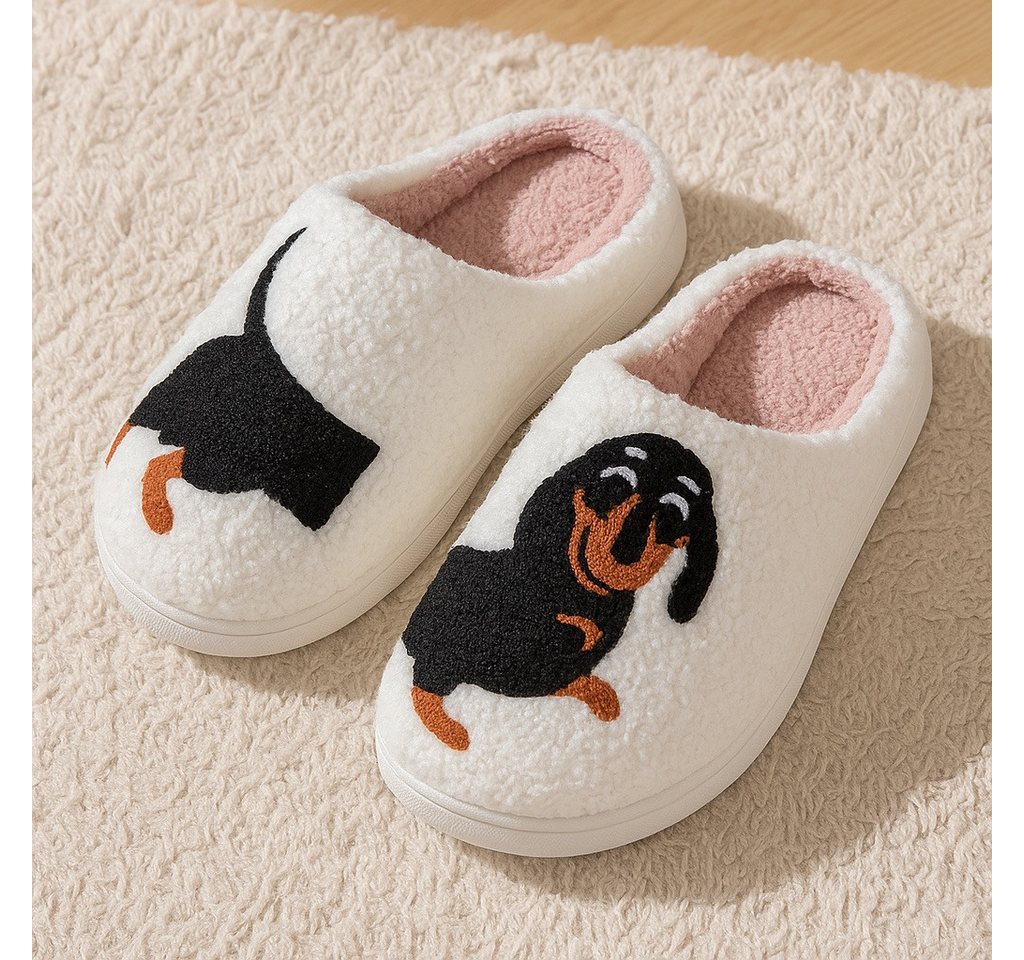 Corimori mit netten Motiven, Gr. 34-44, Antirutsch & bequem Plüsch Hausschuhe (Packung, Geschenk) Dackel Pantoffeln für Kinder und Erwachsene, EU Größe 36-37 – Bild 2 von 2