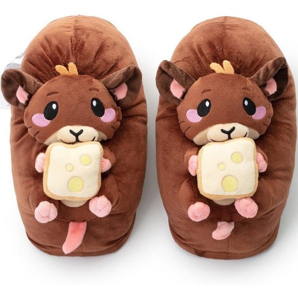 Corimori Süße, flauschige Maus Tier-Pantoffeln, Slipper Plüsch Hausschuhe (Packung, Geschenk) warme, weiche Puschen, EU Einheitsgröße 34-44, Raggy die Maus
