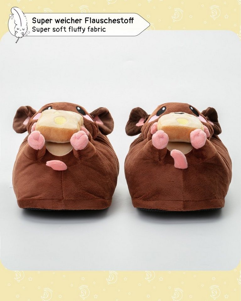 Corimori Süße, flauschige Maus Tier-Pantoffeln, Slipper Plüsch Hausschuhe (Packung, Geschenk) warme, weiche Puschen, EU Einheitsgröße 34-44, Raggy die Maus – Bild 3 von 5