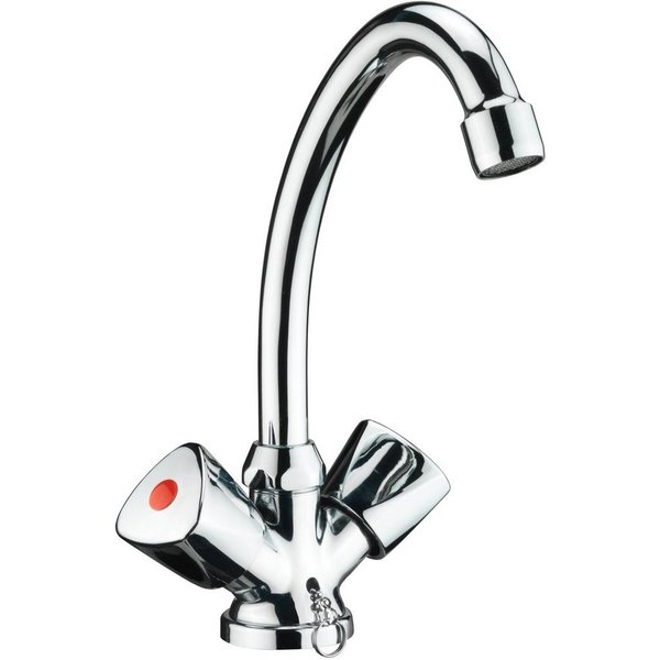 CORNAT Waschtischarmatur "Lisa" - Verchromter Messingkörper - Hohe Auslaufhöhe - Schwenkbar Ohne Ablaufgarnitur / Wasserhahn Bad / Waschbecken-Armatur/ Badarmat