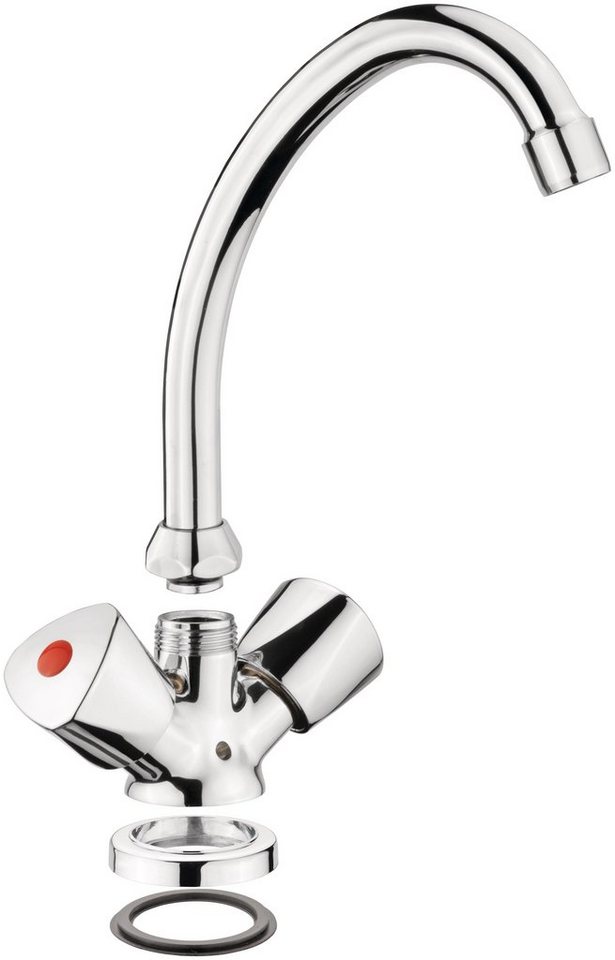 CORNAT Waschtischarmatur "Lisa" - Verchromter Messingkörper - Hohe Auslaufhöhe - Schwenkbar Ohne Ablaufgarnitur / Wasserhahn Bad / Waschbecken-Armatur/ Badarmat – Bild 2 von 5